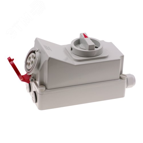 Розетка настенная с выключателем и механической блокировкой 16A/400V/3P+E/IP44