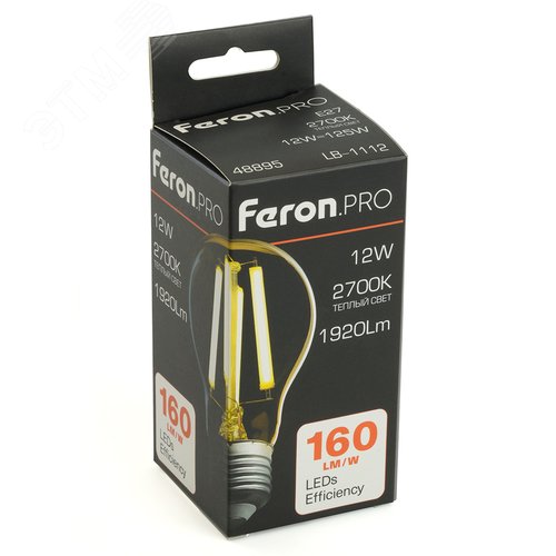 Лампа светодиодная LED 12вт Е27 теплый FILAMENT .PRO