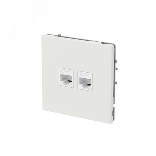 Компьютерная розетка RJ-45 без шторки, кат.6А двойная, KANT, белый песок
