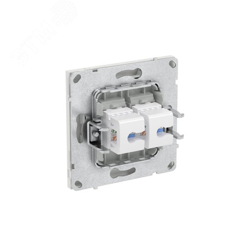Компьютерная розетка RJ-45 без шторки, кат.6А двойная, KANT, белый песок