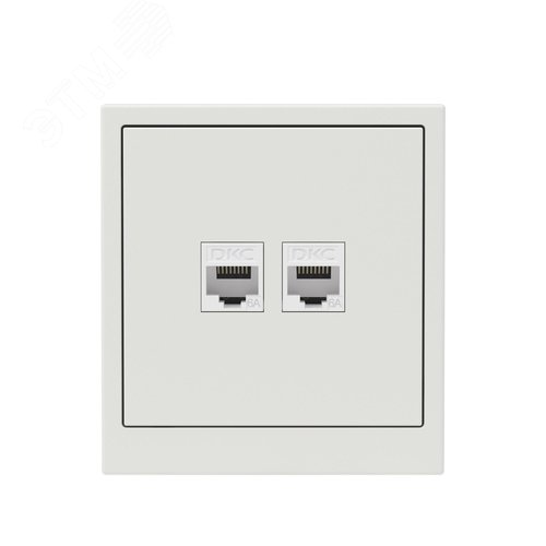 Компьютерная розетка RJ-45 без шторки, кат.6А двойная, KANT, белый песок