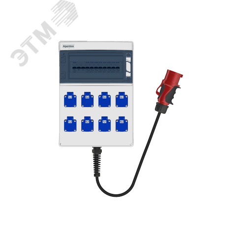 Устройство распределительное настенное с комбинацией розеток 8xSchuko, IP44, пластик (без подставки)
