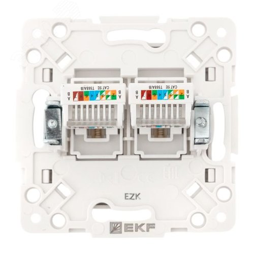 Стокгольм Механизм розетки RJ-45 2-местной белый EKF