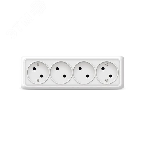 Розетка четырехместная Олимп б/з, наружная, 16А, 220В, белая (еврослот)