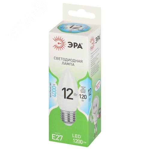 Лампа светодиодная LED 12 Вт 1200Лм 4000К свеча нейтральный E27 220-240В LED B35-12W-840-E27 Green Line