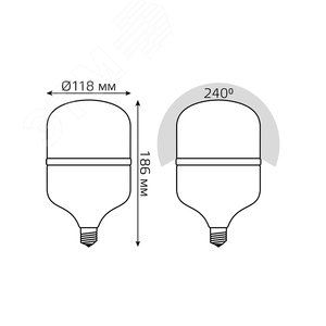 Лампа светодиодная LED 42 Вт 3700 лм 6500К цилиндр Т120 холодный E27 AC 220В Elementary