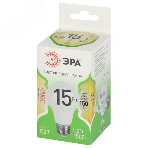 Лампа светодиодная LED 15 Вт 1500Лм 3000К груша теплый E27 220-240В LED A60-15W-830-E27 Green Line