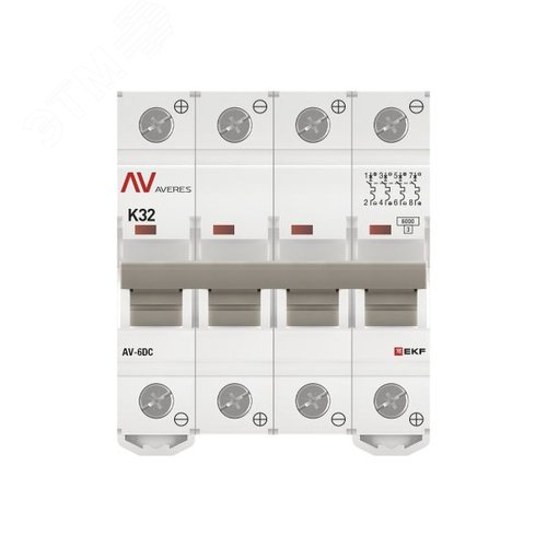 Выключатель автоматический AV-6 DC 4P 32A (K) 6kA AVERES