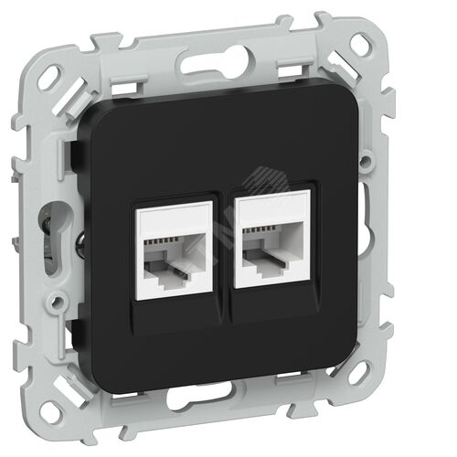 FLITE Розетка 2-местная компьютерная RJ45 категория 5Е UTP РК5е-2-0-ФлЧ черный