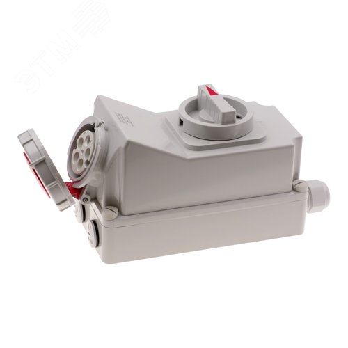 Розетка настенная с выключателем и механической блокировкой 16A/400V/3P+N+E/IP67