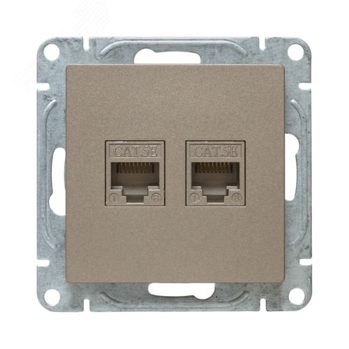 Механизм розетки RJ45 - 2шт (cat5) шампань Эпика EKF