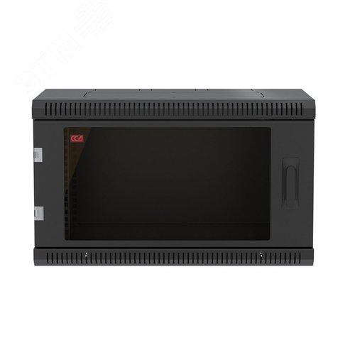 Шкаф телекоммуникационный настенный разборный черный 6U 600x550 ШТ-НСр-6U-600-550-С-Ч дверь стекло