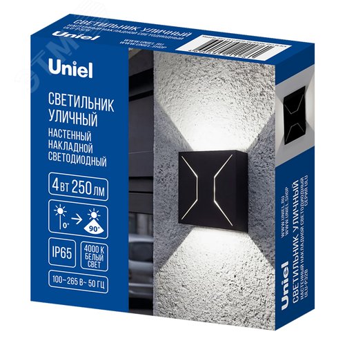 Светильник ULU-P32B-4W/4000K IP65 BLACK светодиодный уличный. Архитектурный накладной. Белый свет (4000K). Корпус черный