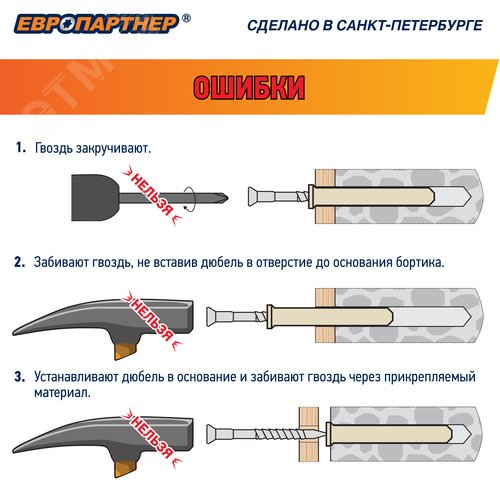 Дюбель-гвоздь 6х40 нейлон грибовидный бортик (120 шт)