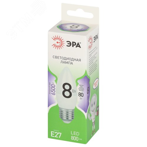 Лампа светодиодная LED 8 Вт 800Лм 6500К свеча холодный E27 220-240В LED B35-8W-865-E27 Green Line