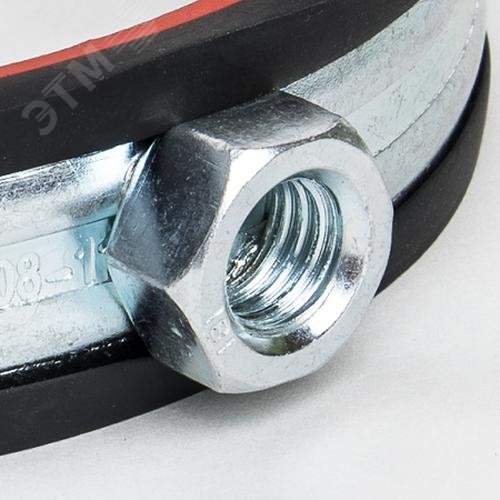 Хомут высокой нагрузки для труб 3/4'' (25-28мм) 1.8x25 гайка М12 и уплотнителем с красной полосой Mayer