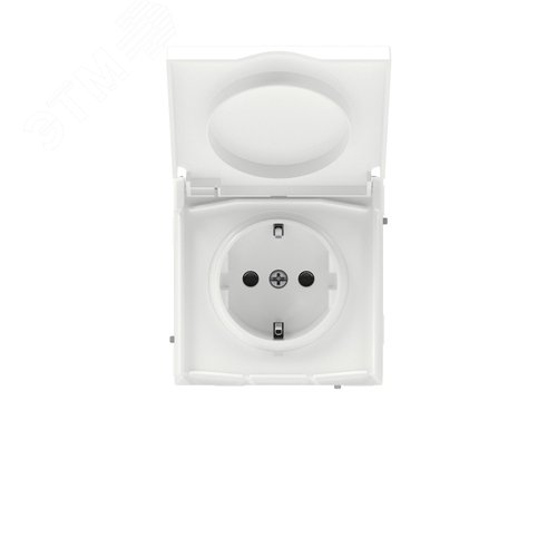 Розетка силовая, 2P+E, с з/ш, с крышкой, IP44, KANT, белая магнолия