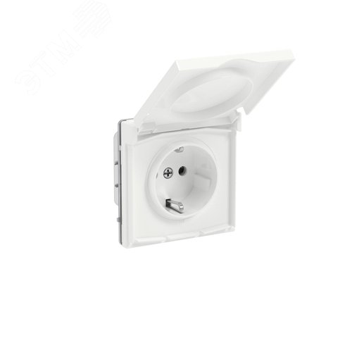 Розетка силовая, 2P+E, с з/ш, с крышкой, IP44, KANT, белая магнолия