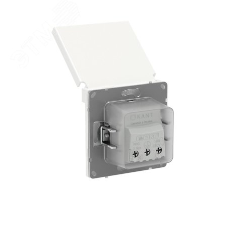 Розетка силовая, 2P+E, с з/ш, с крышкой, IP44, KANT, белая магнолия