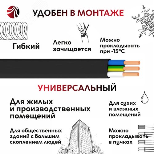 Кабель силовой ППГ-П нг (А) -НF 3х6 - 0.66 ТРТС барабан