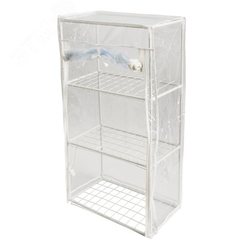Парник-стеллаж для рассады UGH-R01 H80 WHITE/WHITE ECONOM 3 полки 46x24x80см Металлическая труба в ПВХ цвет белый Тент ПВХ эконом