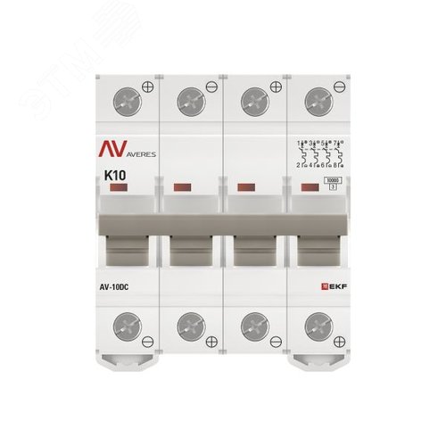 Выключатель автоматический AV-10 DC 4P 10A (K) 10kA AVERES