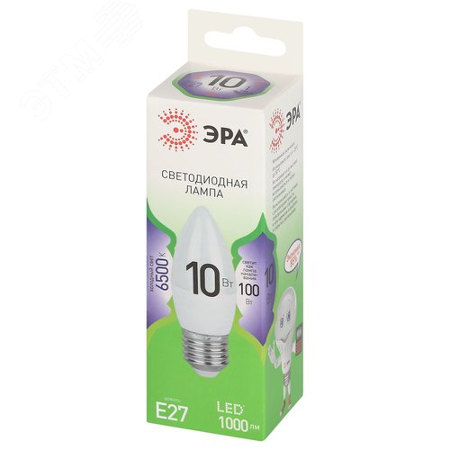 Лампа светодиодная LED 10 Вт 1000Лм 6500К свеча холодный E27 220-240В LED B35-10W-865-E27 Green Line
