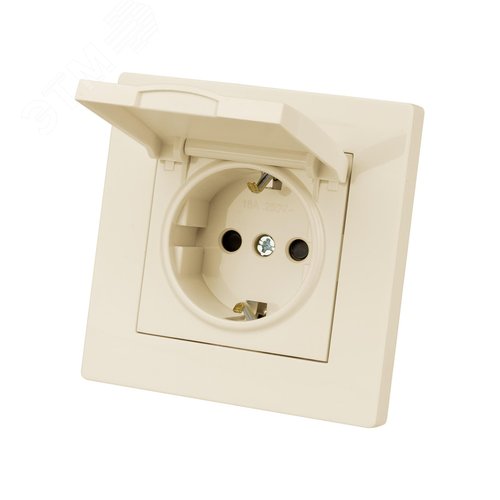 Розетка 2П+З 16А 250В IP44 с защ. шт. с крышкой сл. кость Сенеж