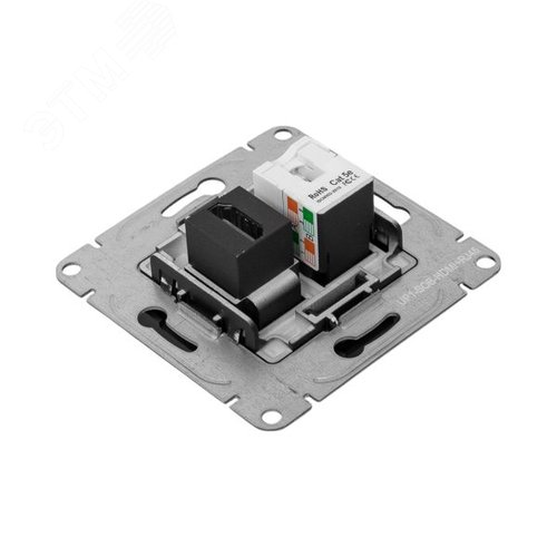 Механизм розетки HDMI+RJ45 cat5 чёрный Эпика EKF