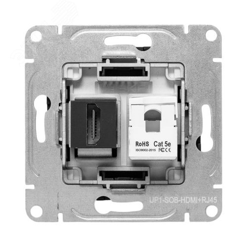 Механизм розетки HDMI+RJ45 cat5 чёрный Эпика EKF