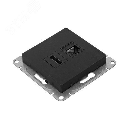 Механизм розетки HDMI+RJ45 cat5 чёрный Эпика EKF