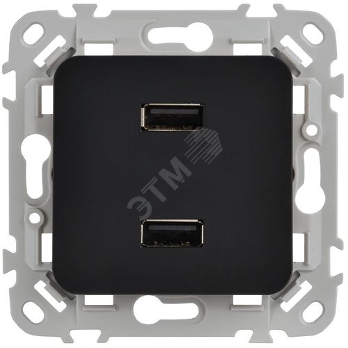 FLITE Розетка USB A+A 2,1А РЮ-2-ФлЧ черный