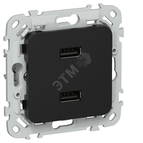 FLITE Розетка USB A+A 2,1А РЮ-2-ФлЧ черный