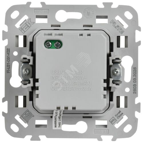 FLITE Розетка USB A+A 2,1А РЮ-2-ФлЧ черный