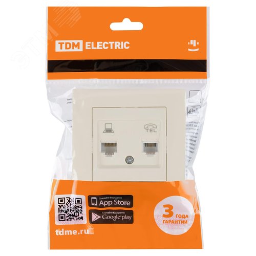 Розетка телефонная RJ11 + компьютерная RJ45 сл. кость Сенеж