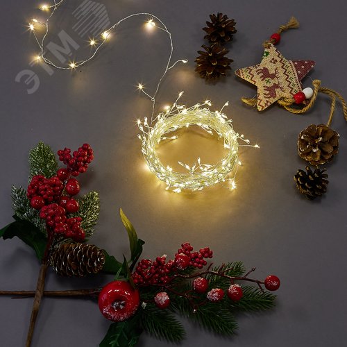 Гирлянда светодиодная Роса 5 м 125 светодиодов Теплый белый свет прозрачный провод ТМ ULD-S0500-125/DTA WARM WHITE IP20 DEWDROP
