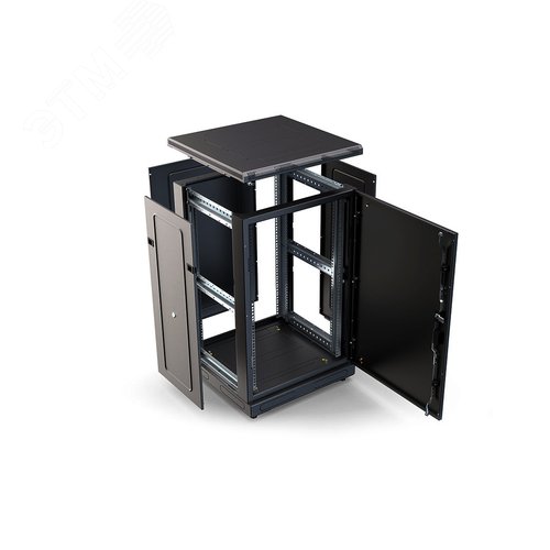 Шкаф телекоммуникационный напольный 18U 600x600 ШТ-НП-М-18U-600-600-М-Ч, передняя дверь металл, черный