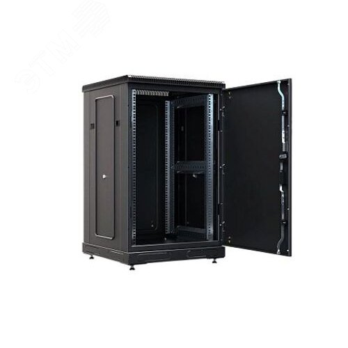 Шкаф телекоммуникационный напольный 18U 600x600 ШТ-НП-М-18U-600-600-М-Ч, передняя дверь металл, черный