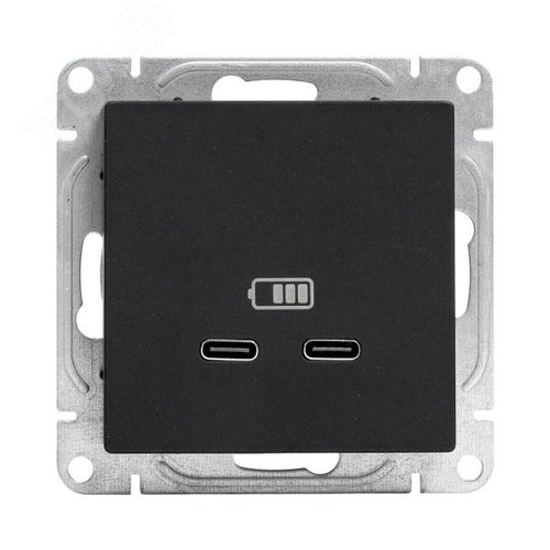Эпика Механизм розетки USB-C - 2шт черный EKF