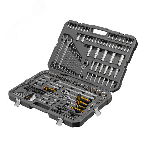 Набор инструментов, 1/2', 1/4', 3/8', CrV, S2, пластиковый кейс, 216 предметов