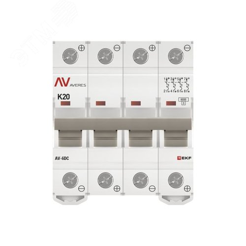 Выключатель автоматический AV-6 DC 4P 20A (K) 6kA AVERES