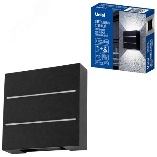 Светильник ULU-P31B-4W/4000K IP65 BLACK светодиодный уличный. Архитектурный накладной. Белый свет (4000K). Корпус черный