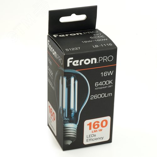 Лампа светодиодная LED 16вт Е27 дневной FILAMENT .PRO