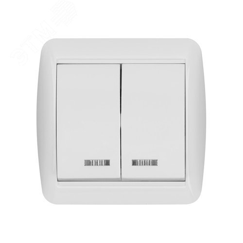Выключатель 2-кл. открытой установки с подсветко IP44 10А белый Селигер TDM