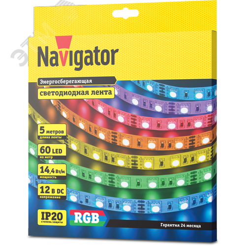 Лента светодиодная 14.4Вт/м 12В RGB IP20 60LED/м NLS-5050 5м