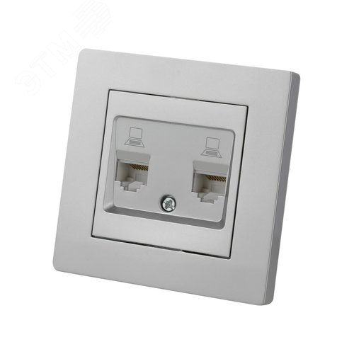 Розетка компьютерная двойная RJ45 серебр. металлик Сенеж