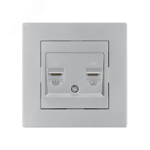 Розетка компьютерная двойная RJ45 серебр. металлик Сенеж