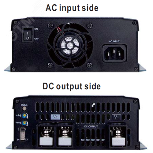 Устройство зарядноеисточник питания AC-DC, 1680Вт, вход 90…264В AC127…370В DC, выход 57.6В12.5…25А, рег. вых=42…80В, изоляция 3000В AC, в кожухе, 300х184х70мм, -30…+70°С, тип АКБ свинцово-кислотный , выход клеммная колодка
