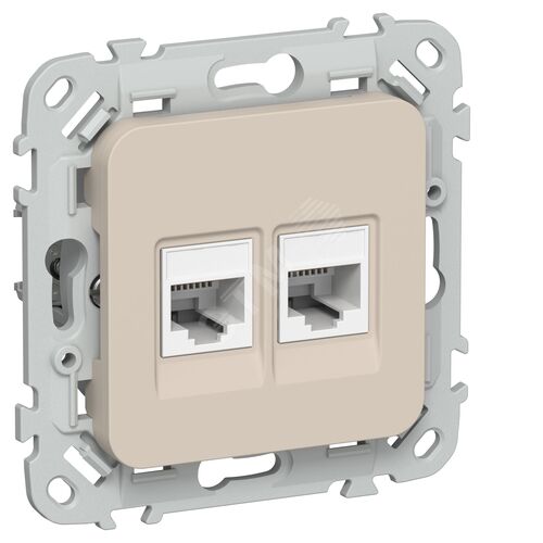 FLITE Розетка 2-местная компьютерная RJ45 категория 5Е UTP РК5е-2-0-ФлЛ льняной