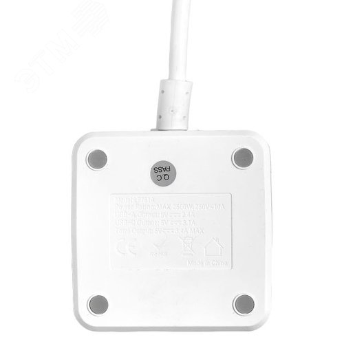 Удлинитель куб 2 гнезда 1USB + 2 Type C с быстрой зарядкой, подставкой под телефон и ночником 1, 3 метра 1 мм2